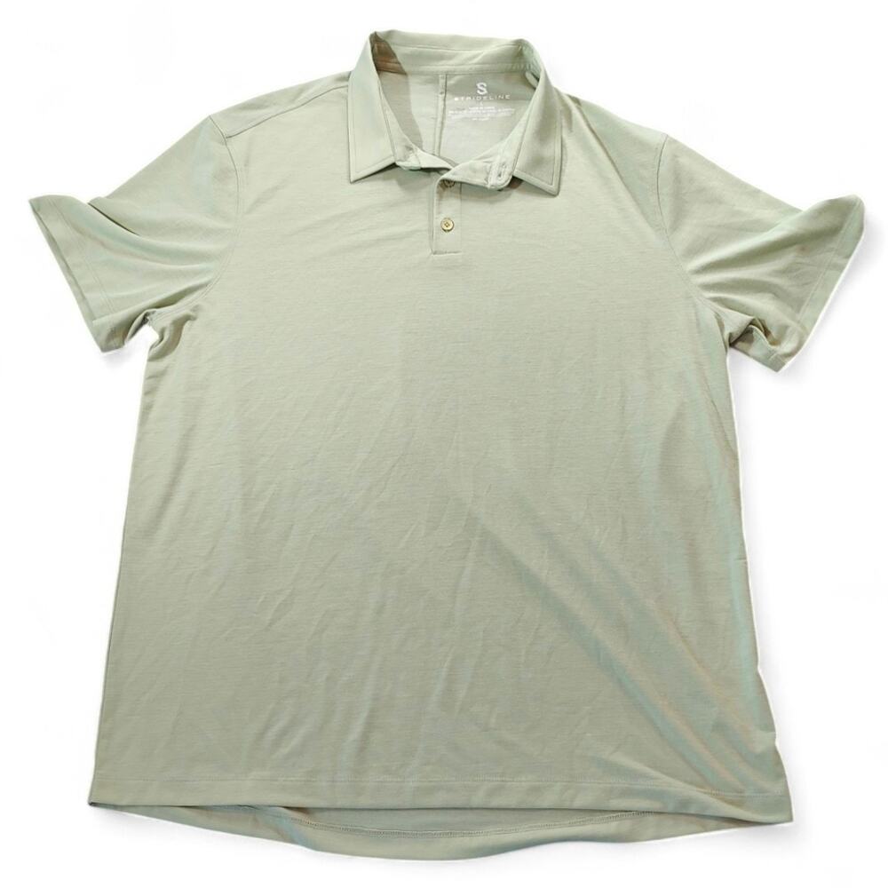 Strideline Recycled Performance Polo‎ Shirt Golf Athleisure Sage Green Preppy L